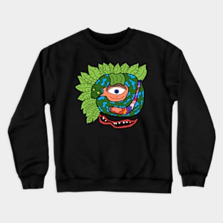 pixel art one eye snake with leaves Crewneck Sweatshirt